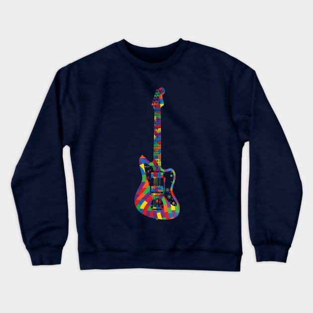 Offset Body Style Electric Guitar Colorful Texture Crewneck Sweatshirt by nightsworthy